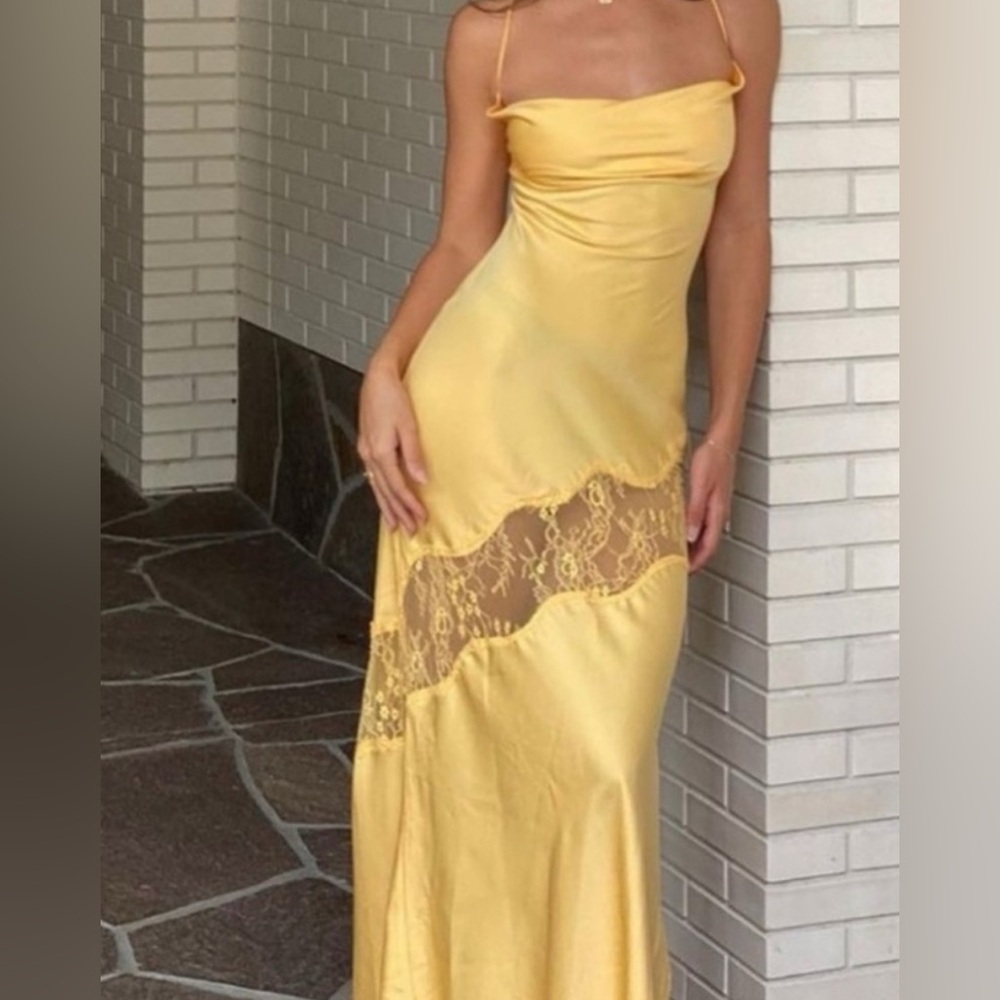 Meshki Chandra Yellow Lace Dress